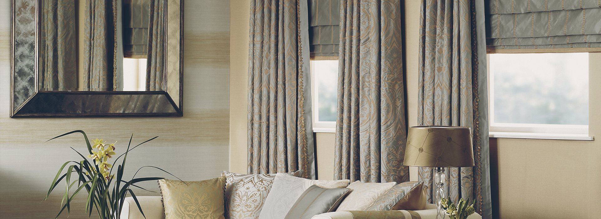 gray coloured curtains