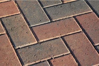 Red and brown blocks for a paving driveway.