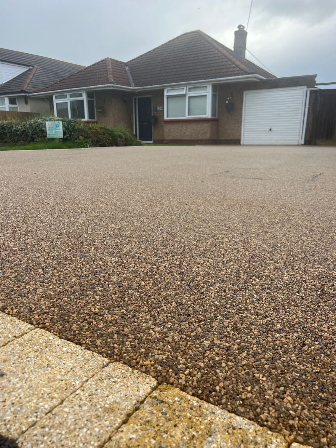 Brown resin driveway close-up