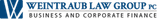 Weintraub Law Group Co. logo with blue “W” icon and firm name in blue and gold text
