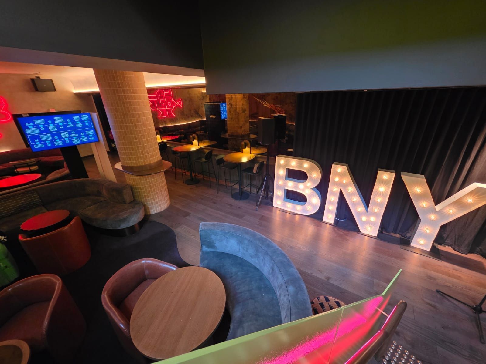 Eventspec Audio Visual AV Event Production Bank of New York Melbourne Mr Mills Bar