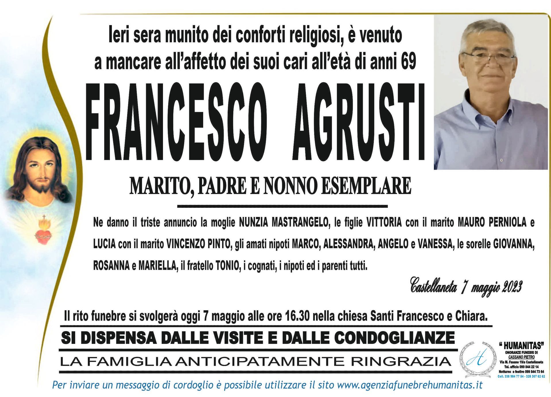necrologio Francesco Agrusti