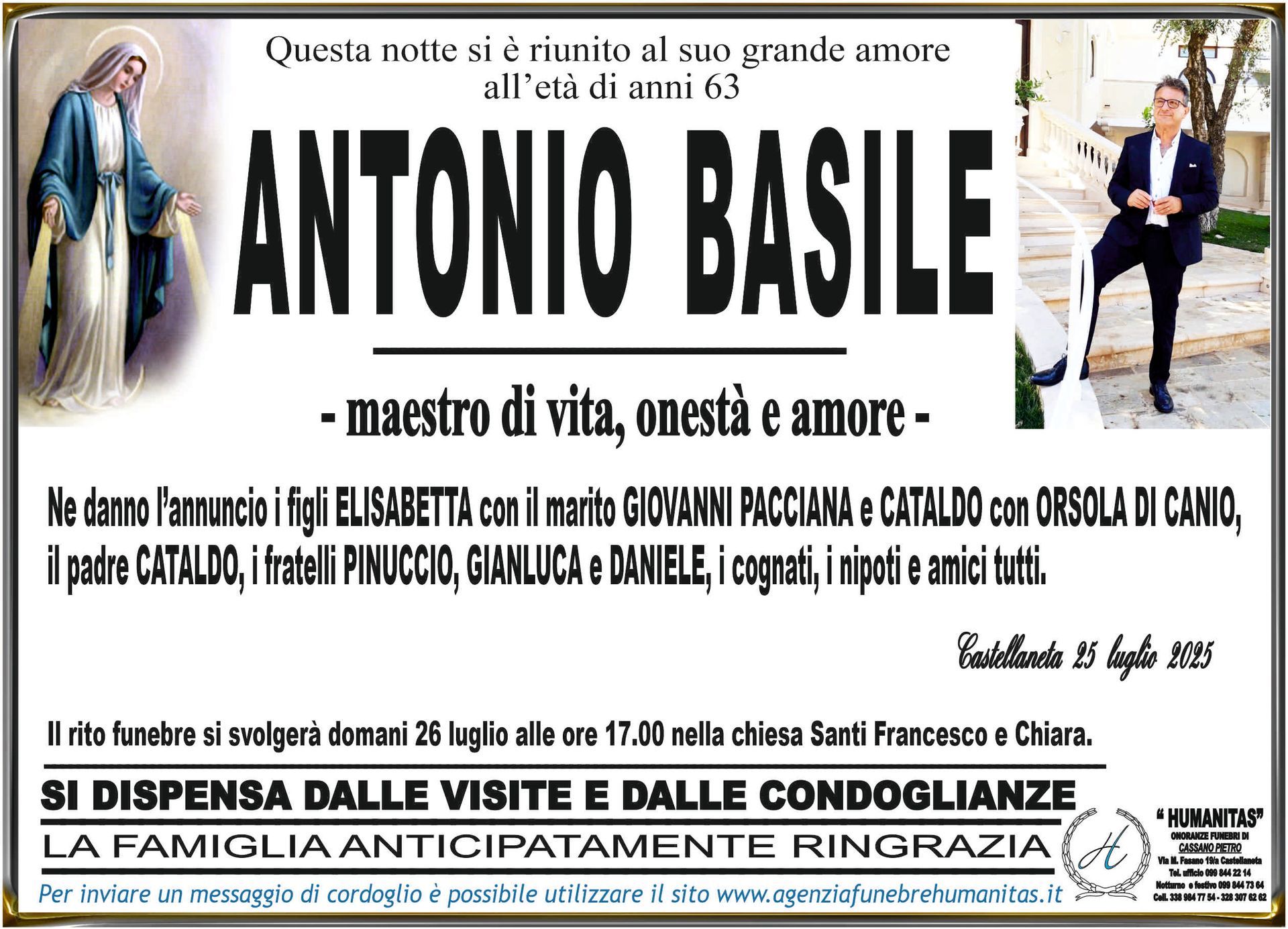necrologio Antonio Basile