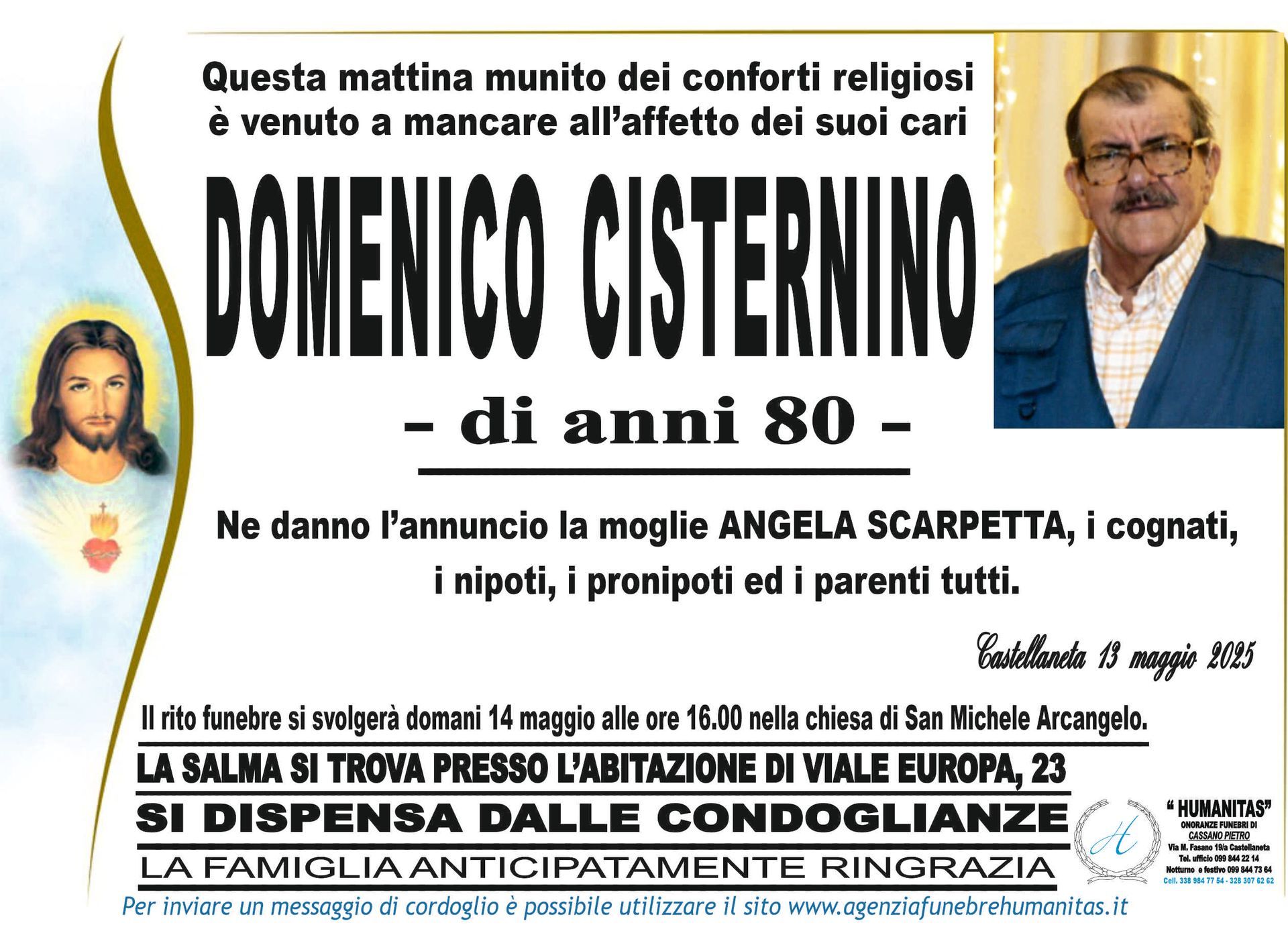 necrologio Domenico Cisternino