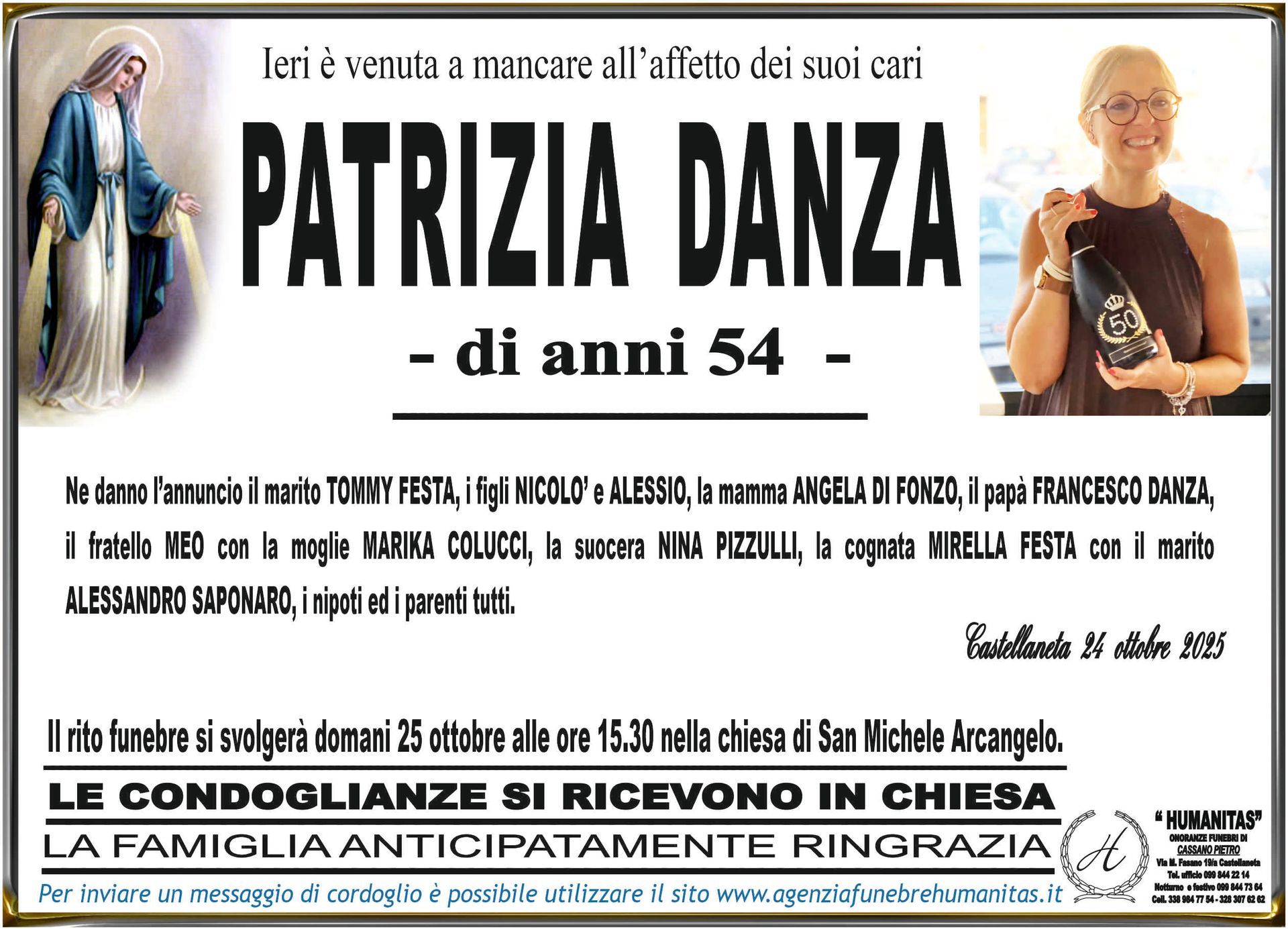 necrologio Patrizia Danza