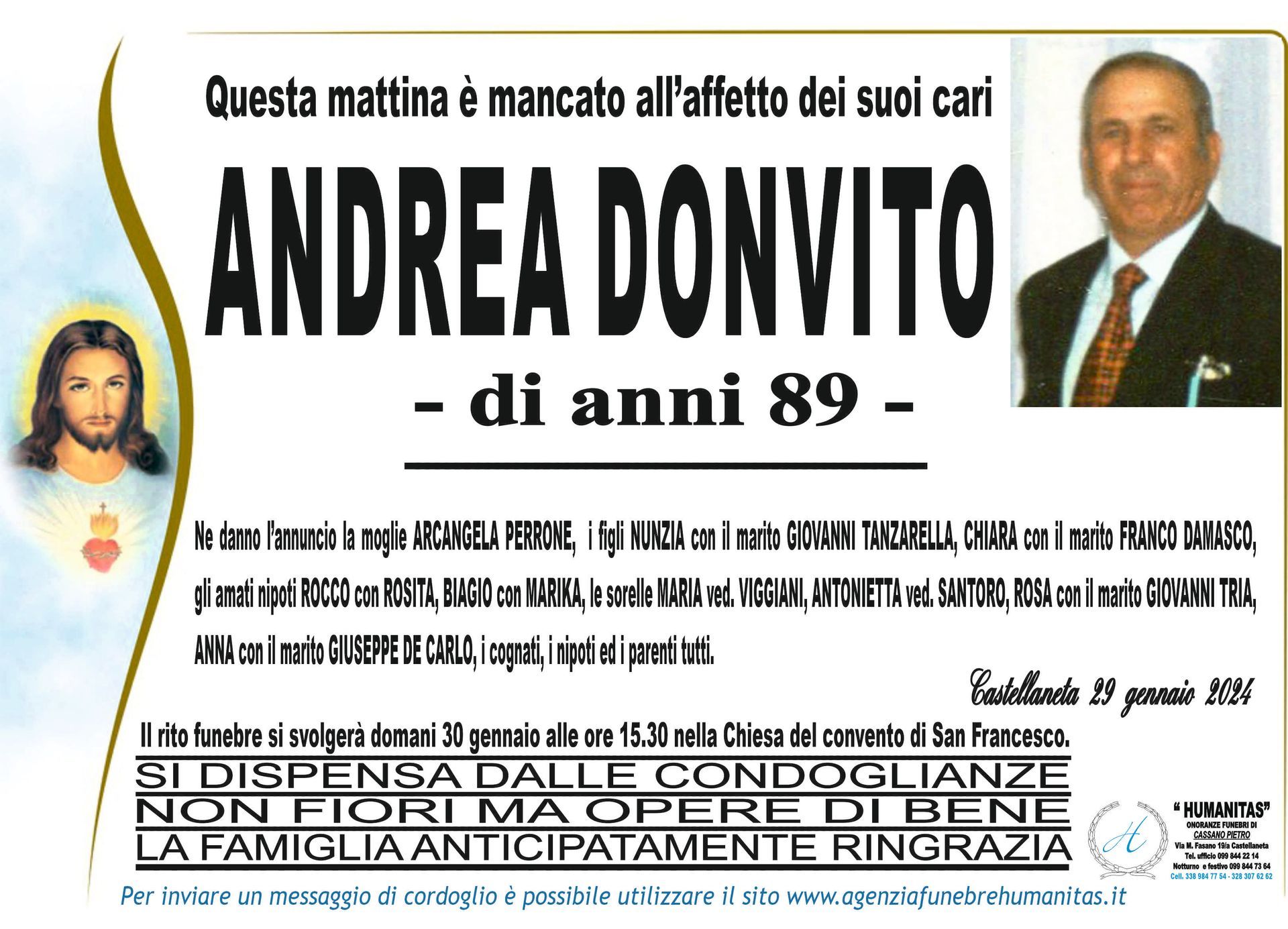 necrologio Andrea Donvito