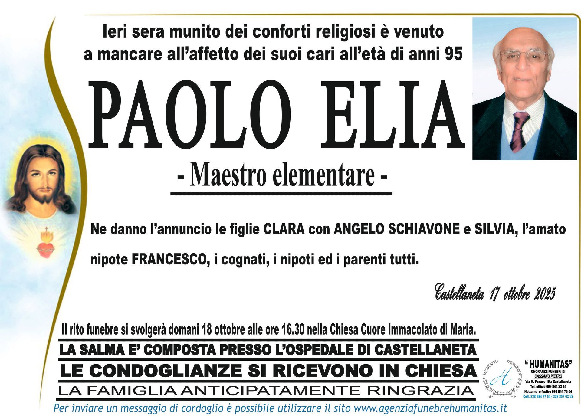 necrologio Paolo Elia