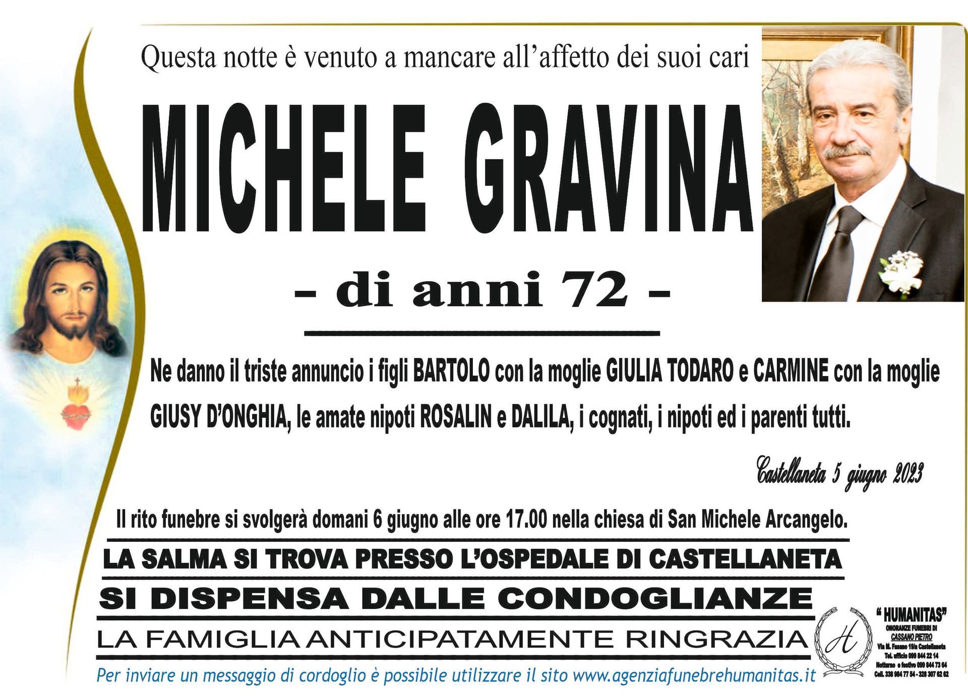 necrologio Michele Gravina