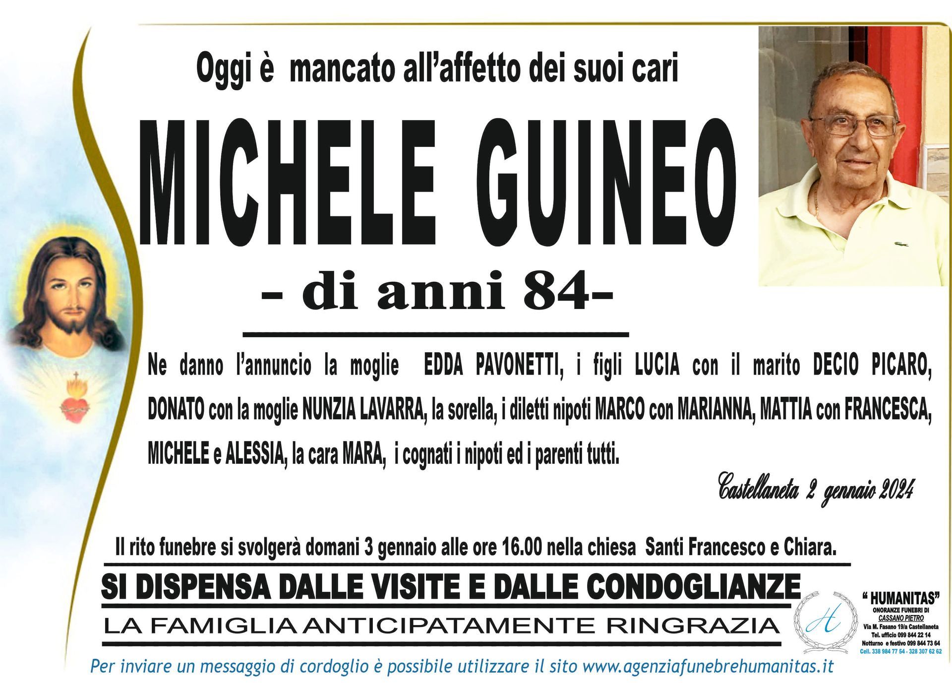 necrologio Michele Guineo