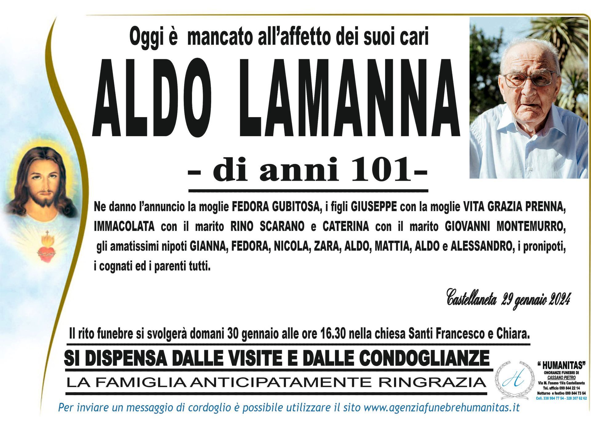necrologio Aldo Lamanna