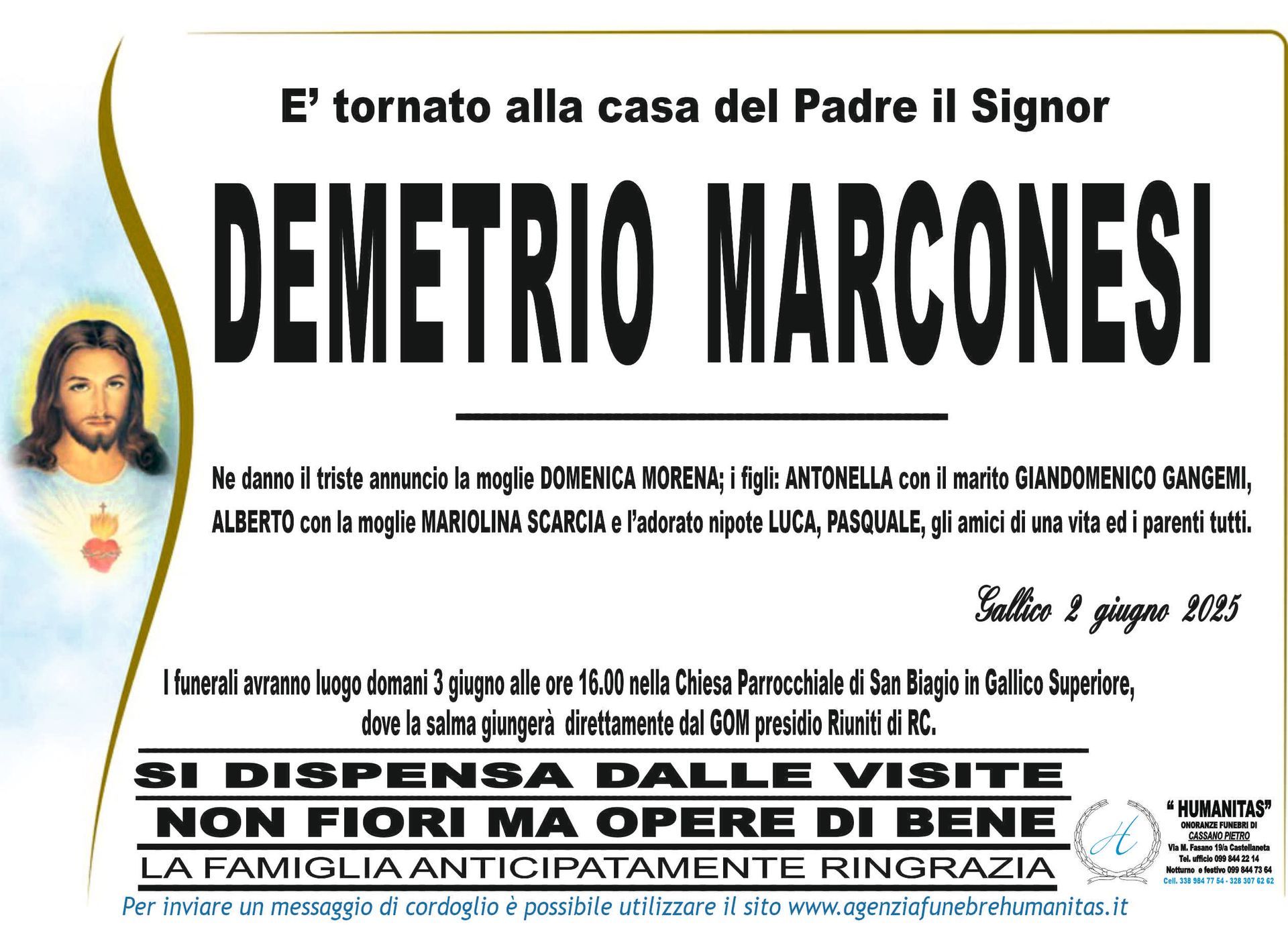 necrologio Demetrio Marconesi