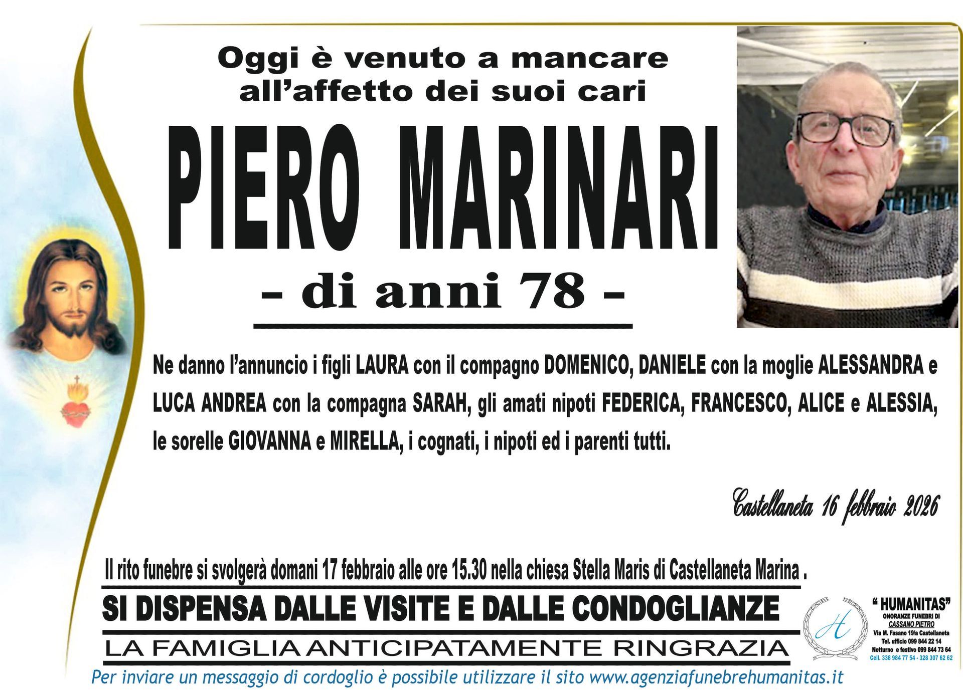 necrologio Piero Marinari