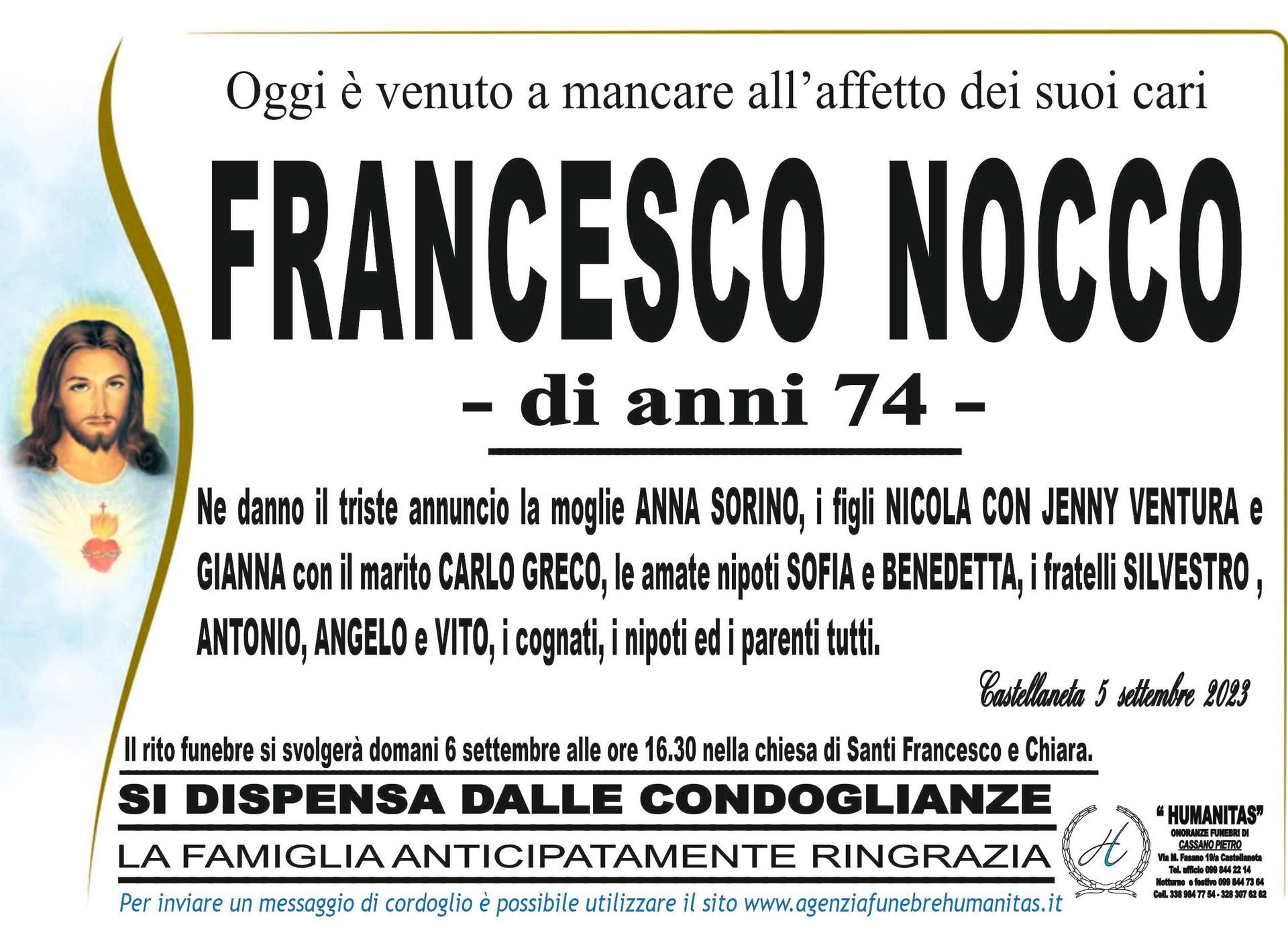 necrologio Francesco Nocco