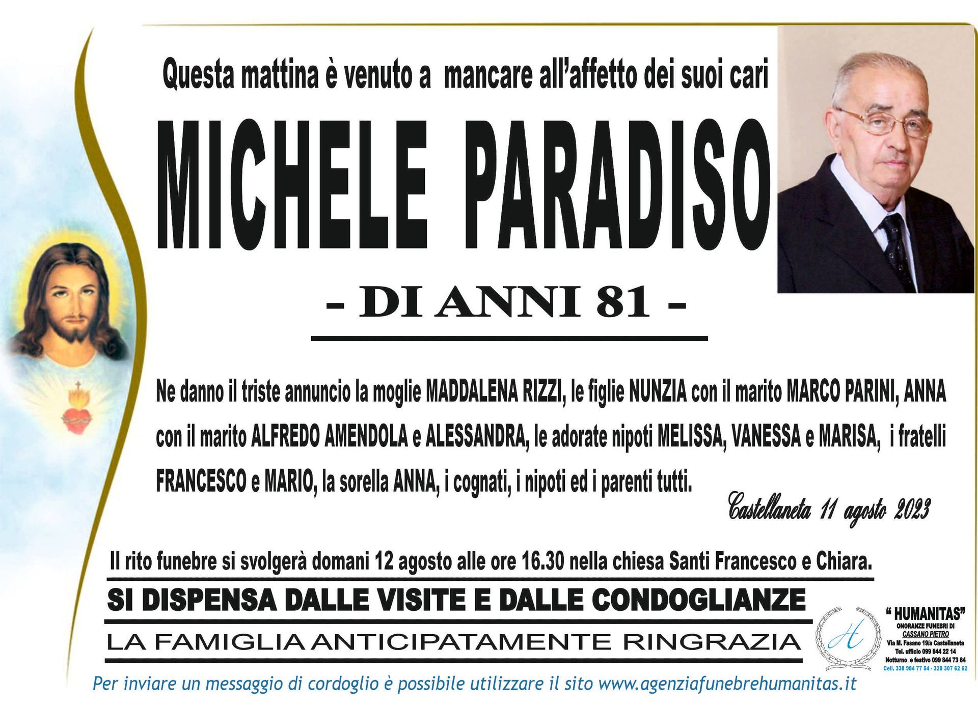 necrologio Michele Paradiso