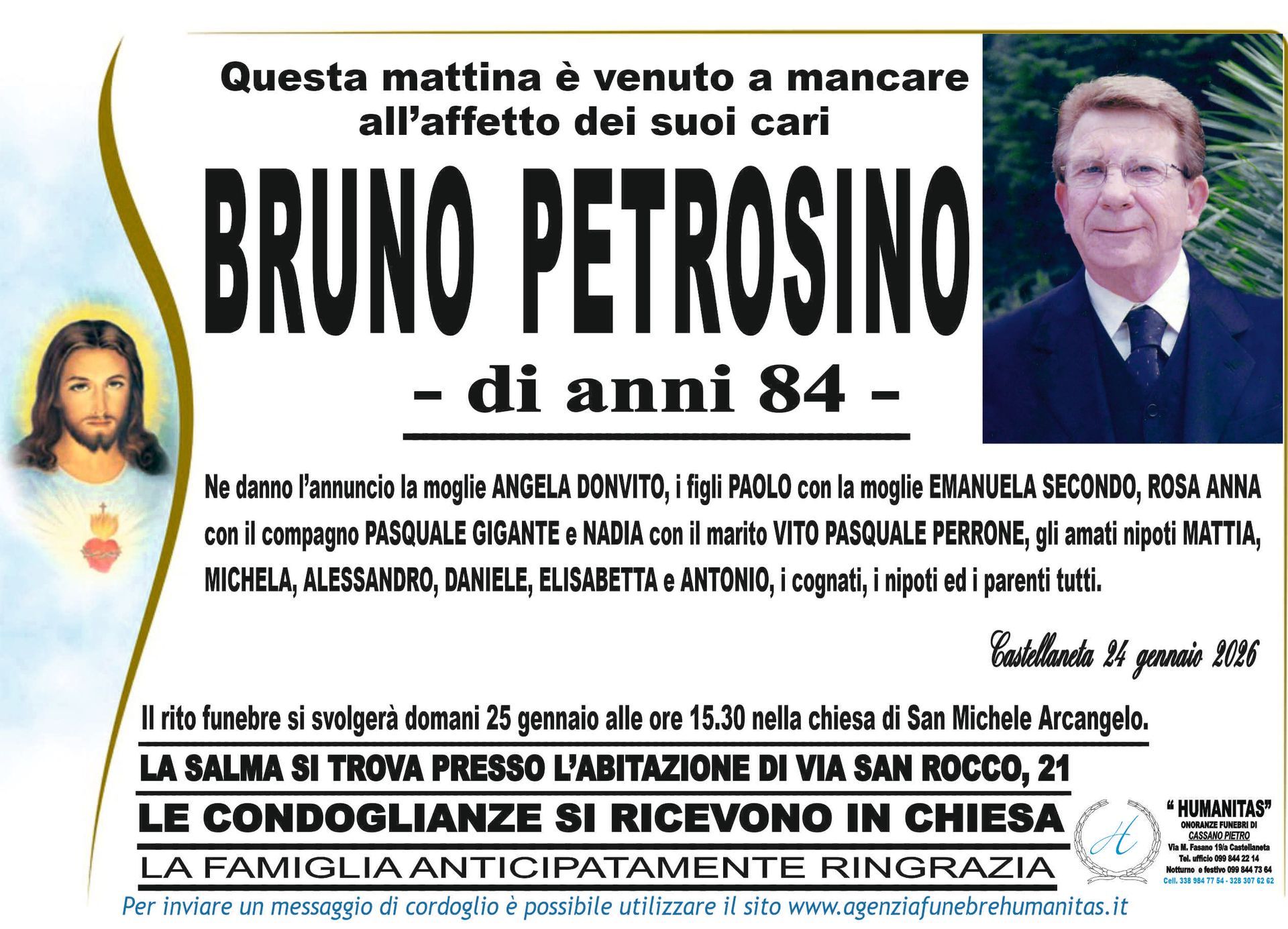 necrologio Bruno Petrosino