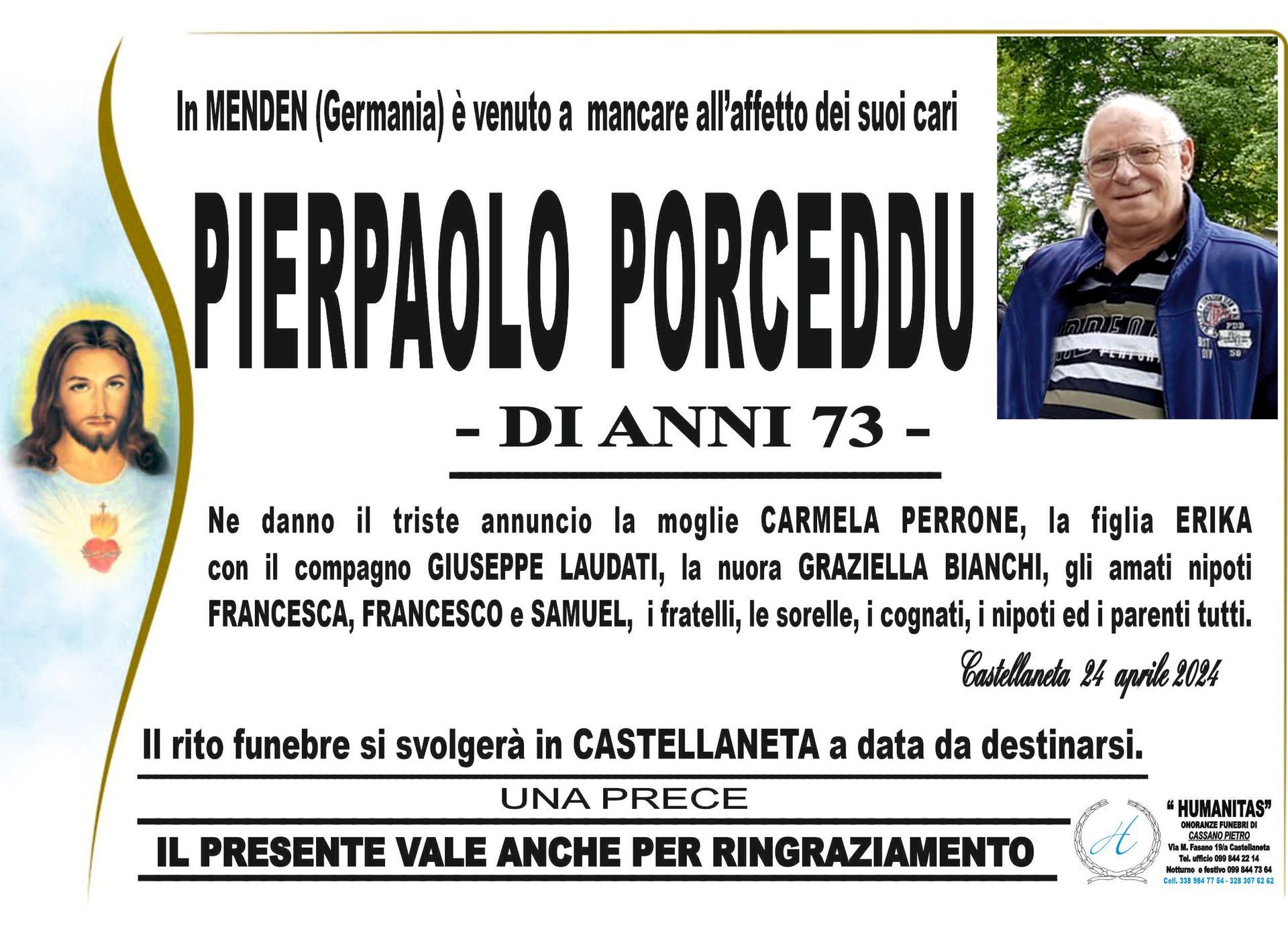 necrologio Pierpaolo Porceddu