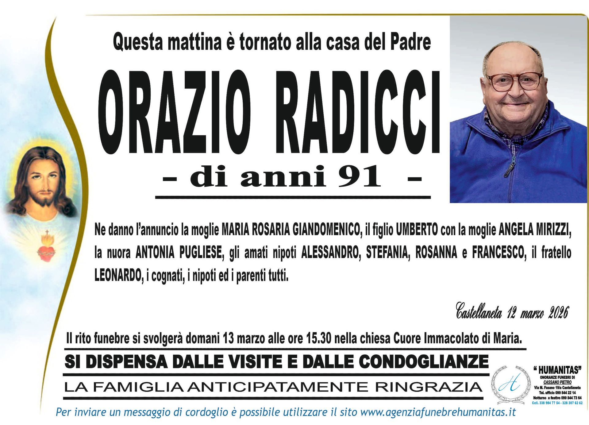 necrologio Orazio Radicci