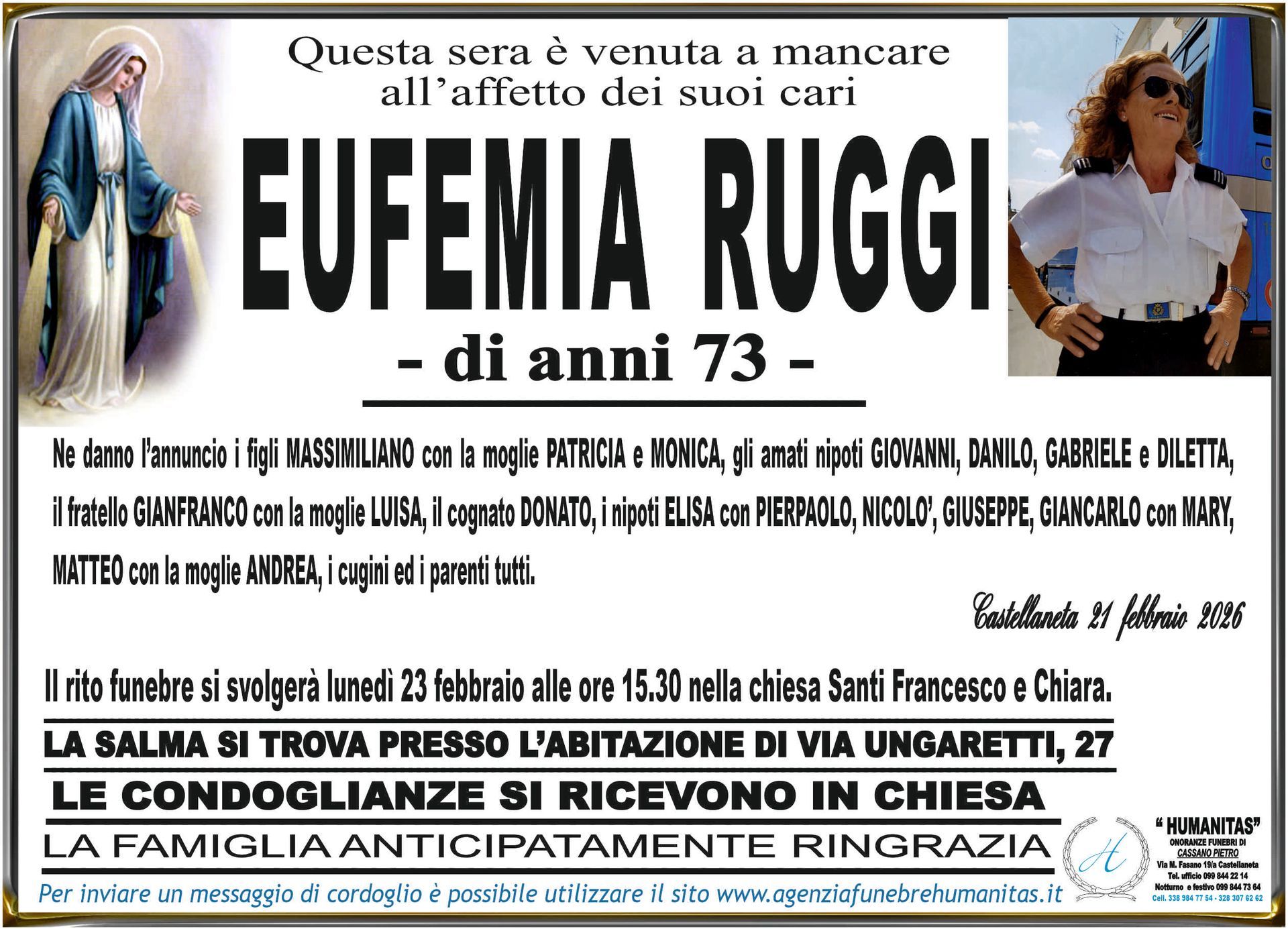 necrologio Eufemia Ruggi