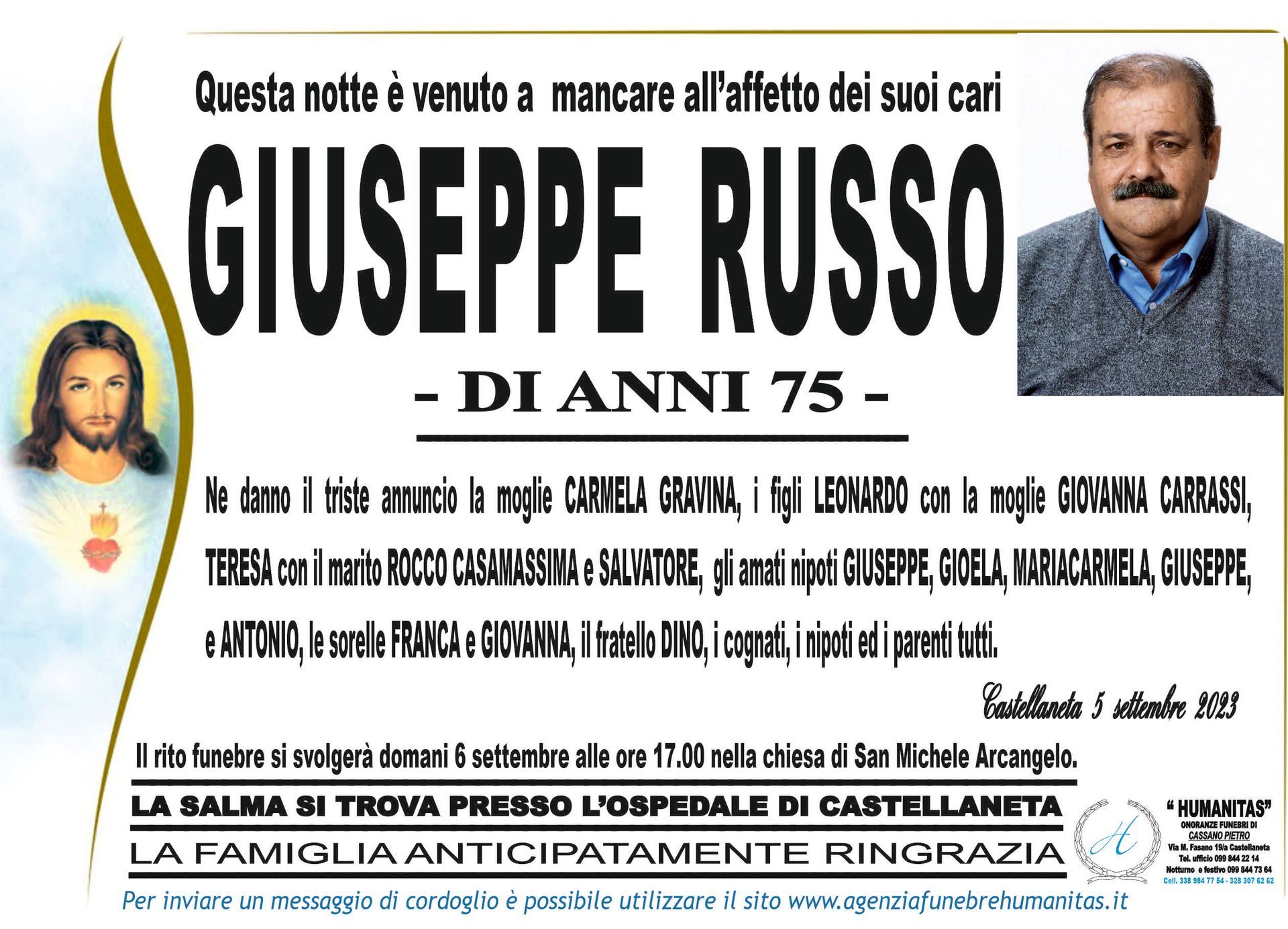 necrologio Giuseppe Russo