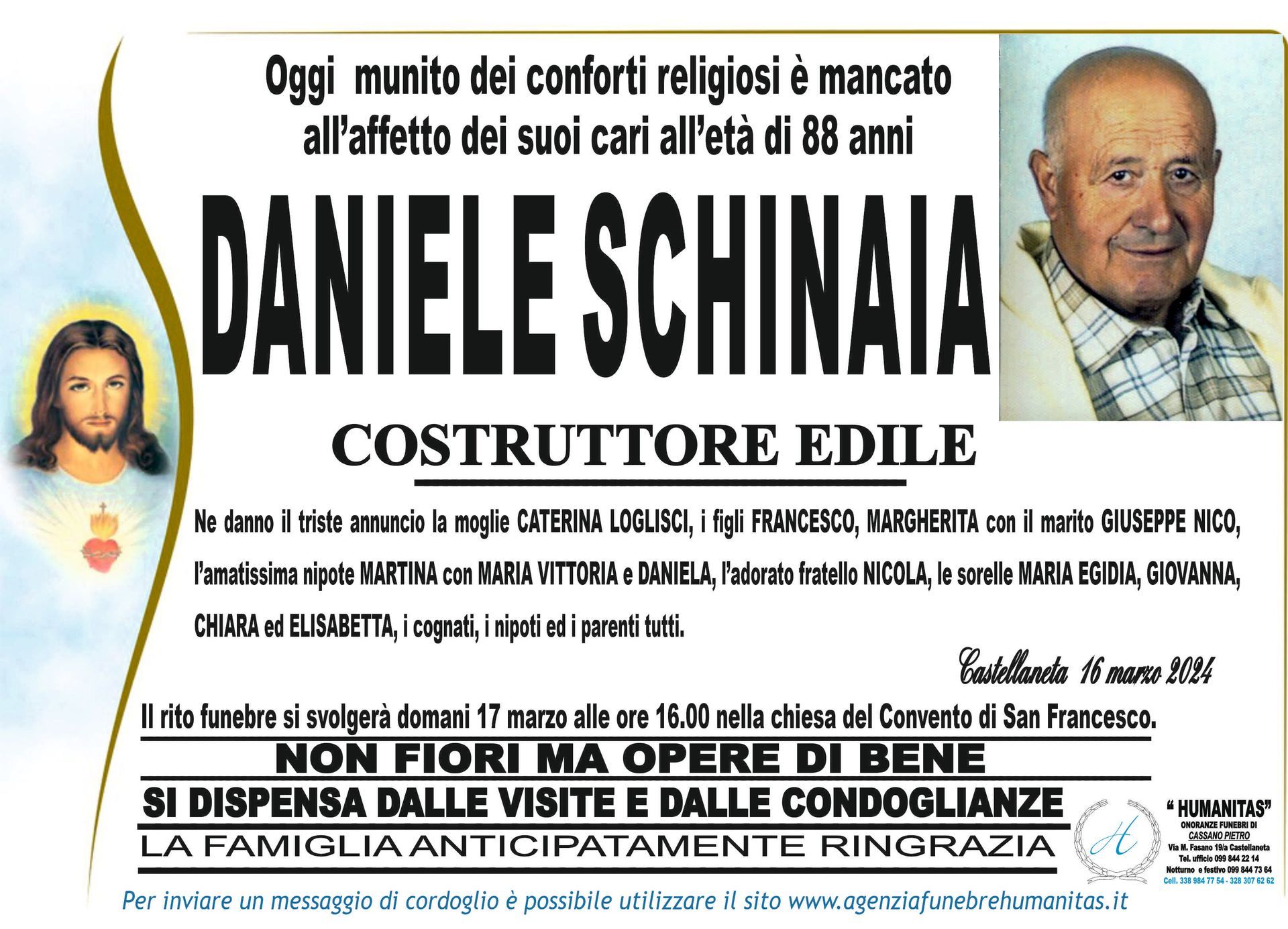 necrologio Daniele Schinaia