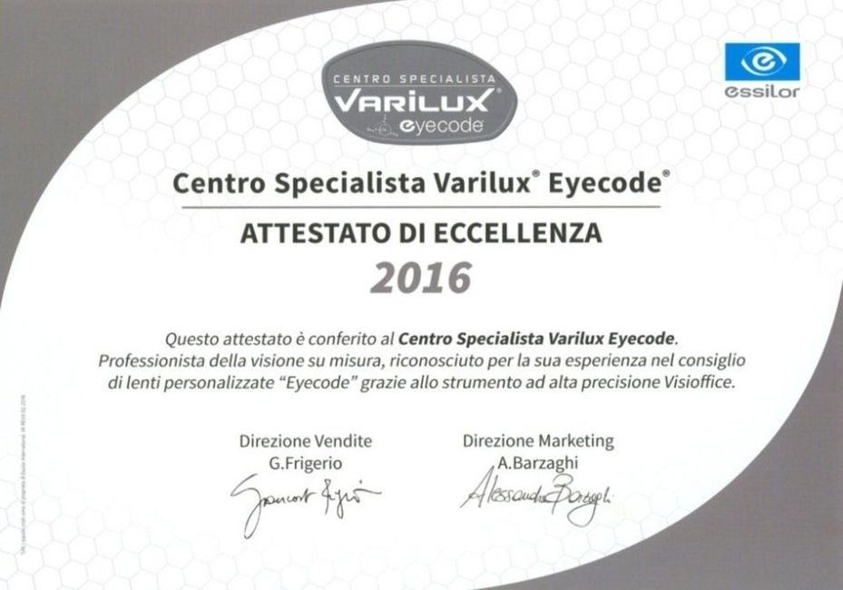 Attestato Centro Specialista Varilux