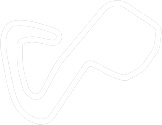A white line drawing of a race track on a white background.