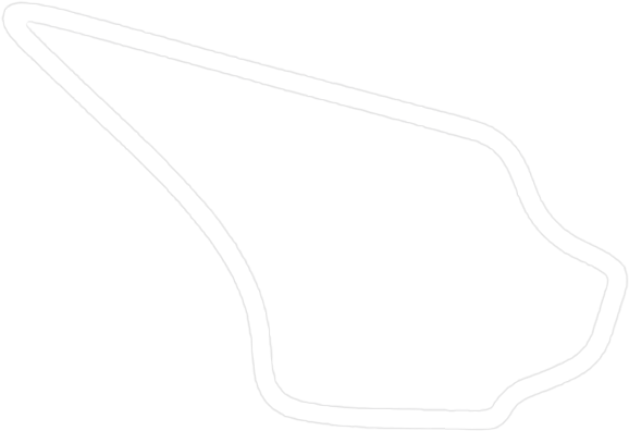 A white line drawing of a race track on a white background.