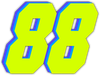 The number 88 is yellow and blue with a white outline