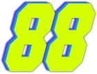The number 88 is yellow and blue with a white outline