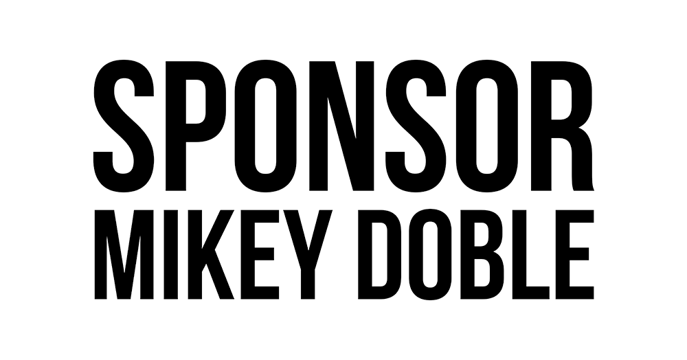 A black and white logo for sponsor mikey doble