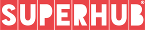 The word superhub is written in white on a red background.