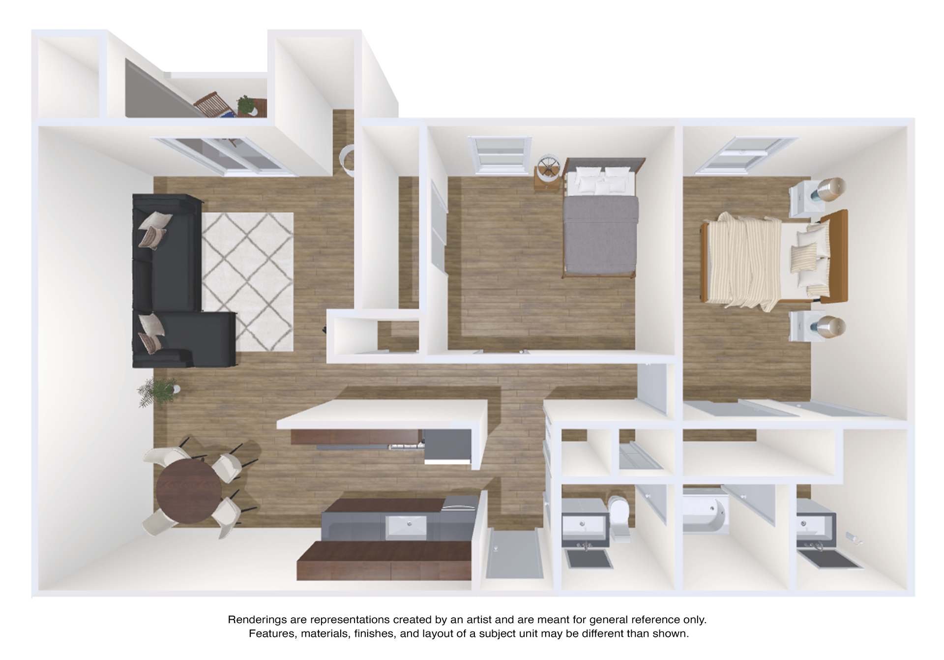 An aerial view of a floor plan of a house.