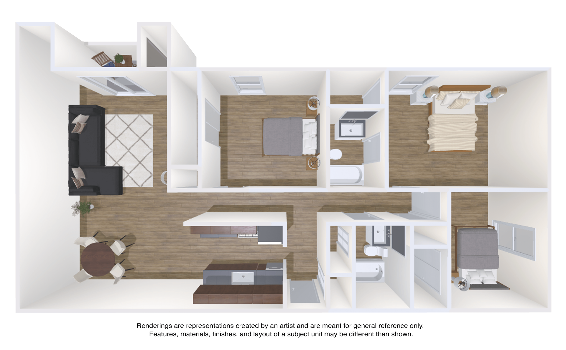 An aerial view of a floor plan of a house.