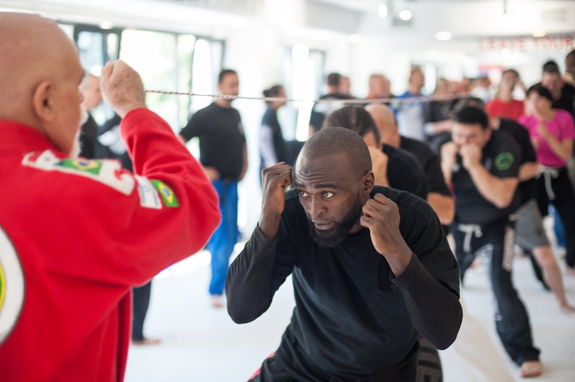 Students practicing martial arts