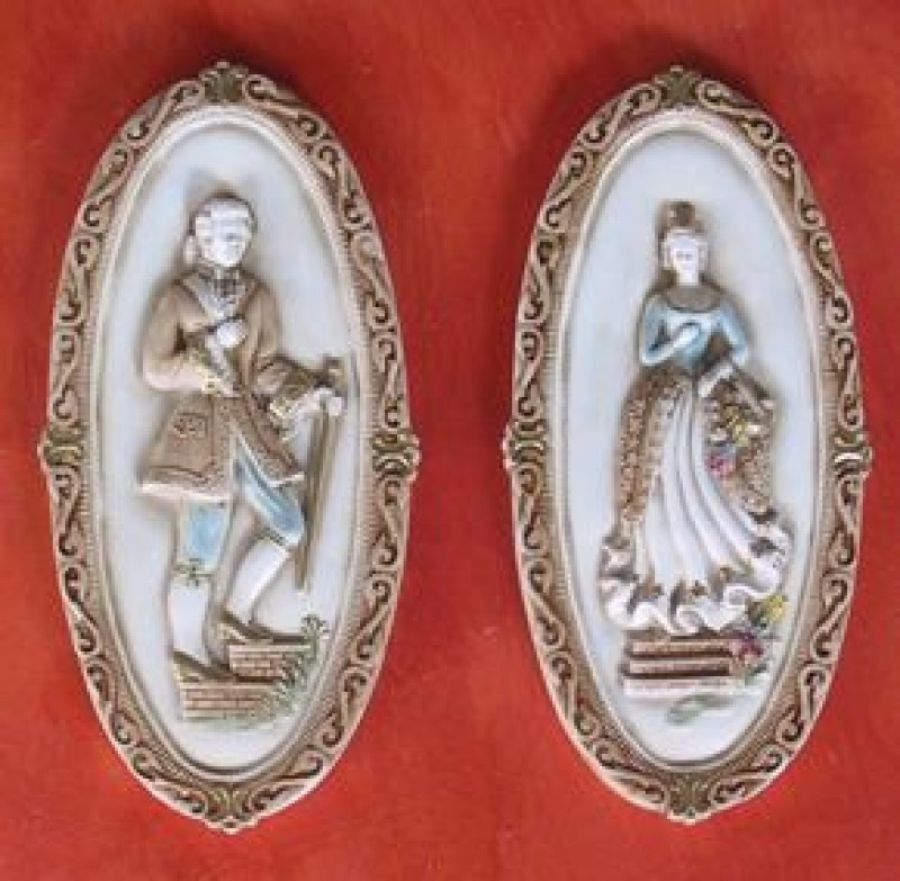 Pannello decorativo con figure settecentesche