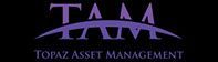 A purple logo for tam topaz asset management