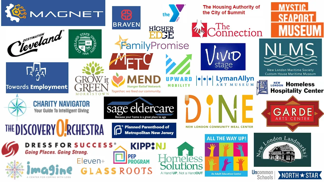 A bunch of logos on a white background including one that says dine