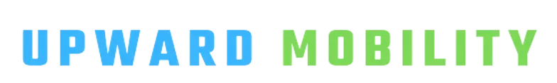 The word upward mobility is written in blue and green on a white background.
