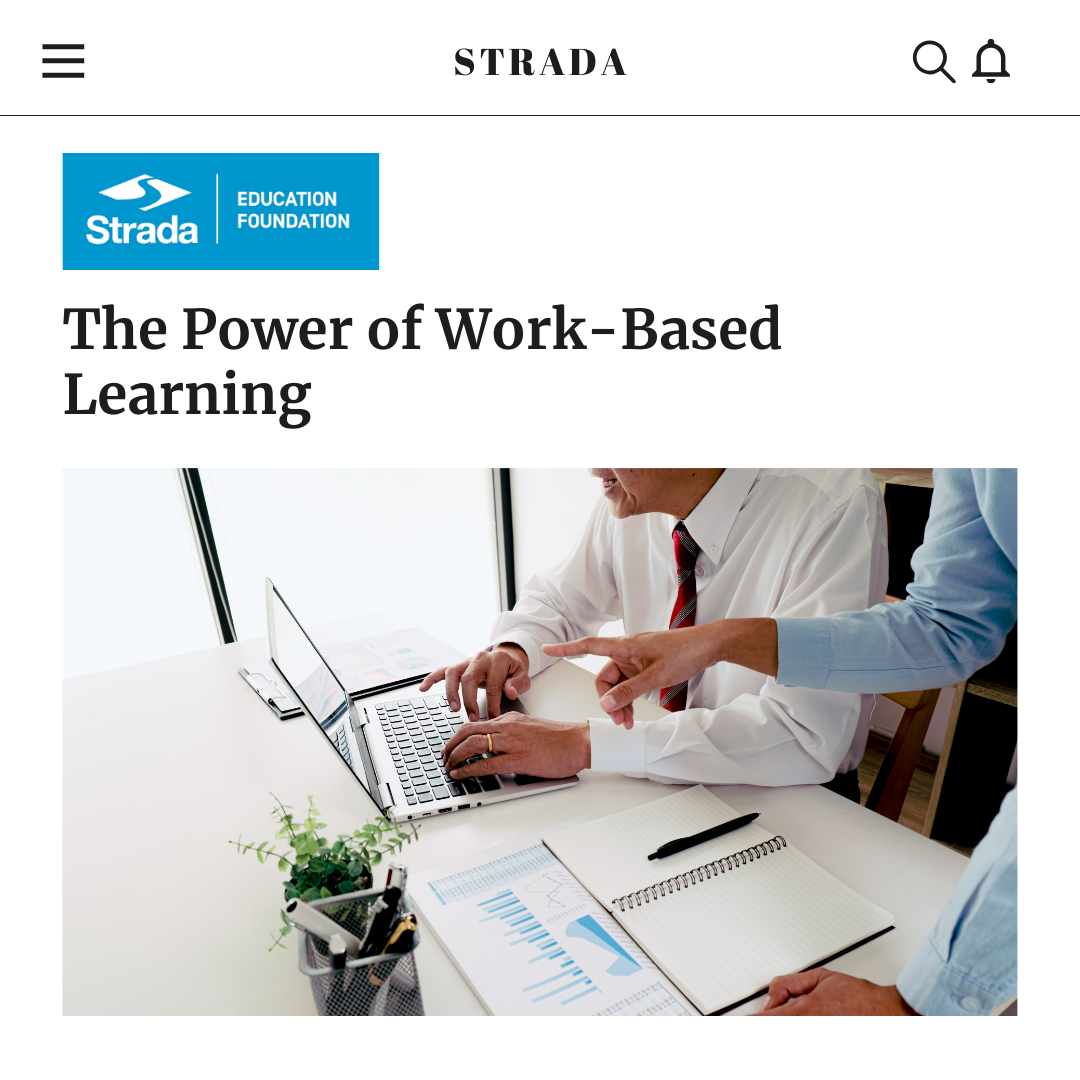 A screenshot of a website titled the power of work based learning