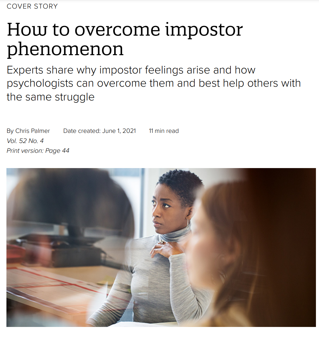 A screenshot of a news article about how to overcome impostor phenomenon.