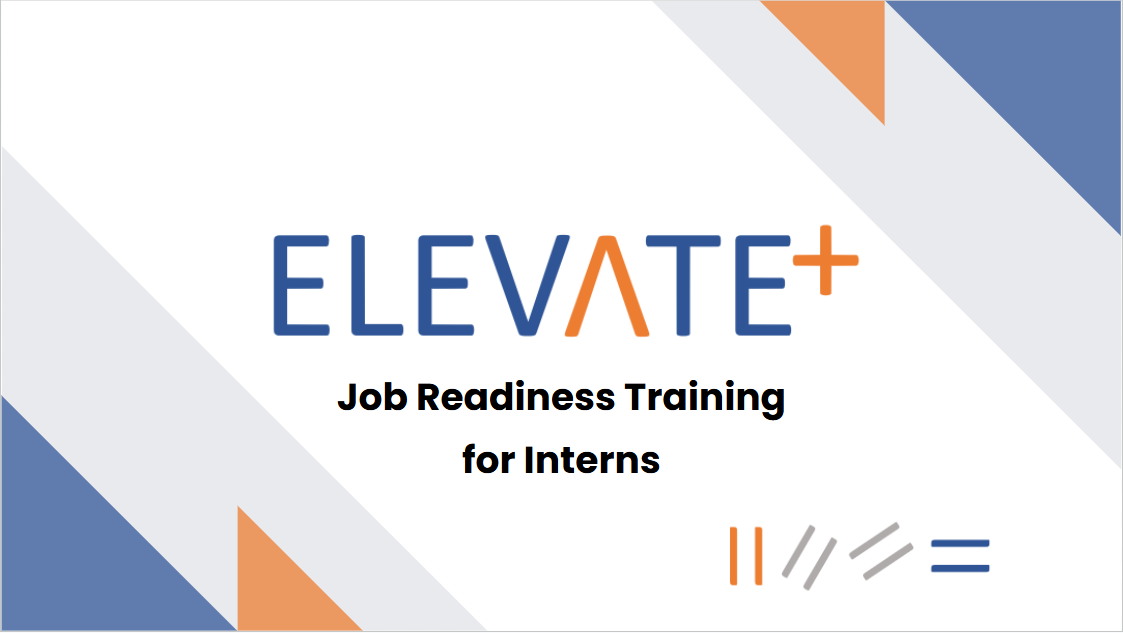 A logo for elevate + job readiness training for interns