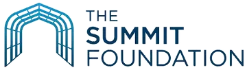 The logo for the summit foundation is a blue archway.