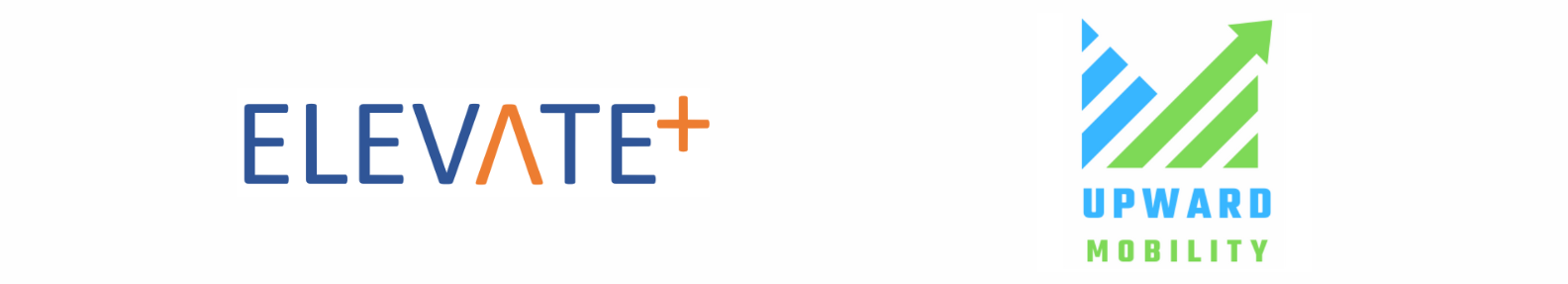Two logos for elevate and upward mobility on a white background
