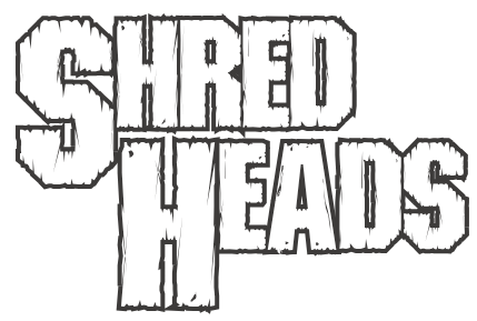 A black and white logo for shred heads.
