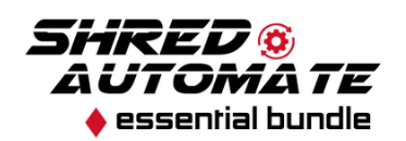 A logo for shred automate essential bundle