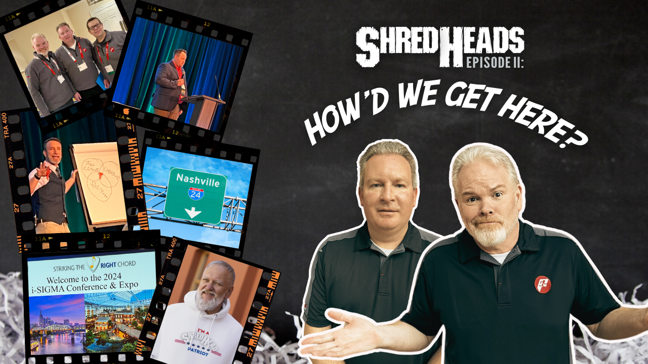 Two men are standing next to each other with shredded heads written on the bottom