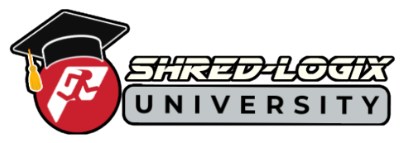 The word shred-logix is on a white background