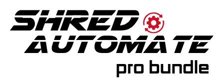 A logo for shred automate pro bundle on a white background