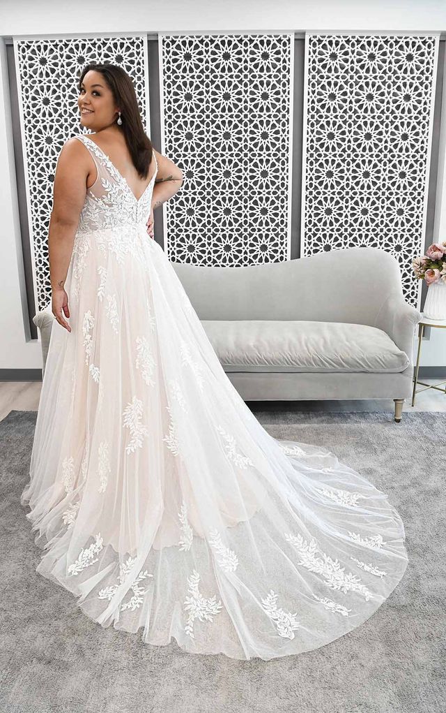 sheer back wedding dress