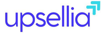 Logo Upsellia : Texte bleu avec des flèches cyan pointant vers le haut sur fond blanc.